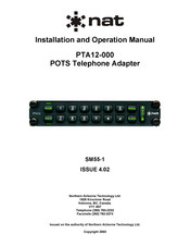 NAT PTA12-000 Installation And Operation Manual