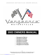 VENGEANCE Vendetta 2003 Owner's Manual