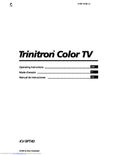 Sony Trinitron KV-9PT40 Operating Instructions Manual