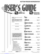 Maytag Bottom freezer refrigerator User Manual