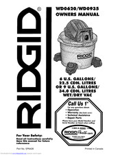 RIDGID WD0935 Owner's Manual