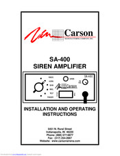 Carson SA-400 Classic Installation And Operating Instructions Manual