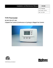 McQuay T170 Installation And Maintenance Manual