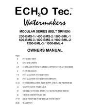 ECH2O Tec. Watermakers 800-BMS-4 Owner's Manual