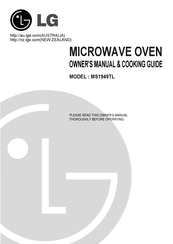 LG MS1949TL Owner's Manual & Cooking Manual