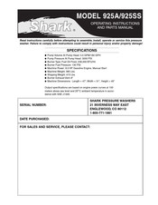 Shark 925A Operating Instructions And Parts Manual