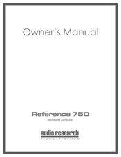 Audio research Reference 750 Owner's Manual