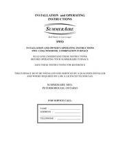 SummerAire SWO-151 Installation And Operating Instructions Manual