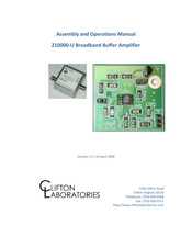 Clifton LAboratories Z10000?U Assembly And Operation Manual