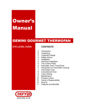 Defy GEMINI GOURMET THERMOFAN Owner's Manual