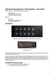 AAE Stereo Spring Reverb/Valve Amplifier User Manual