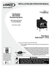 Lennox Hearth Products CANYON ST310 Installation And Operation Manual