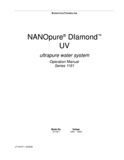 Barnstead|Thermolyne NANOpure DIamond UV Operation Manual