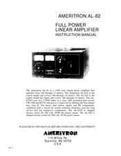 Ameritron AL-82 Instruction Manual