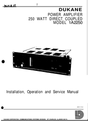 Dukane 1A2250 Installation, Operation And Service Manual