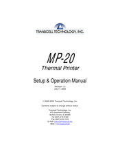 Transcell Technology MP-20 Setup & Operation Manual