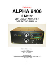 RF Concepts Alpha 8406 Operating Manual