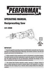 Performax 241-0988 Operating Manual
