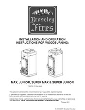 Broseley SUPER MAX Installation And Operation Instructions Manual