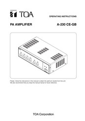 Toa A-230 CE-GB Operating Instructions Manual