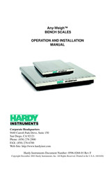 Hardy Instruments Any-Weigh Operation And Installation Manual