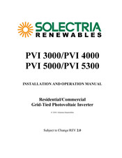 Solectria Renewables PVI 3000 Installation And Operation Manual