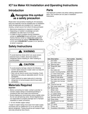 Amana IC7 Installation And Operating Instructions