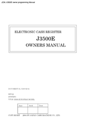 Japan Cash Machine J3500E Owner's Manual