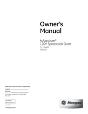 Monogram Advantium ZSA1201 Owner's Manual