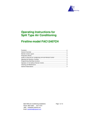 mark white air conditioning FAC12407CH Operating Instructions Manual