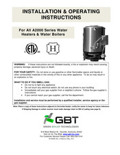 GBT A2-140 Installation & Operating Instructions Manual