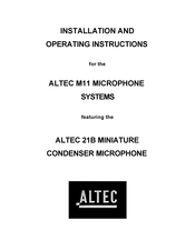 Altec 21B Installation And Operating Instructions Manual