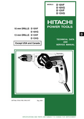 Hitachi D 10VF Technical Data And Service Manual