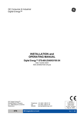 GE Digital Energy STS-400-63-3 Installation And Operating Manual