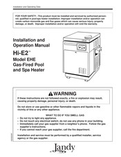Jandy EHE Installation And Operation Manual
