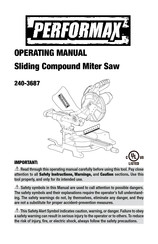 Performax 240-3687 Operating Manual