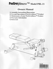 ProSpot Fitness PBL-21 Owner's Manual