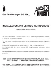 White Knight BG 43A Installation And Service Instructions Manual