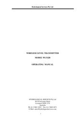 HYDROLOGICAL SERVICES WLT420 Operating Manual