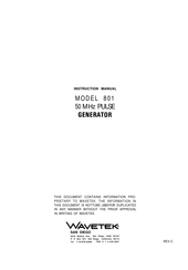 Wavetek 801 Instruction Manual