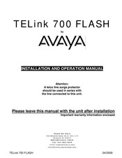 Avaya TELink 700 Flash Installation And Operation Manual