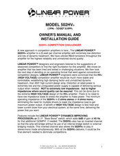 Linear Power 502HV Owner's Manual And Installation Manual
