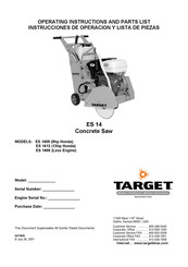 Target ES 1409 Operating Instructions And Parts List Manual