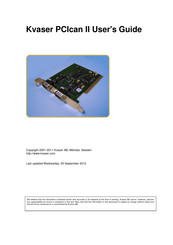 Kvaser PCIcan II User Manual