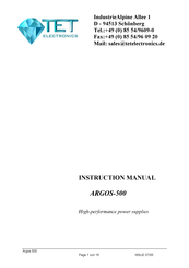 TET Electronics ARGOS-500 Instruction Manual