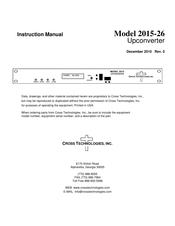 Cross Technologies 2015-26 Instruction Manual