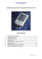 Simons Voss Technologies Palm LDB Version 1.40 Operating Instructions Manual