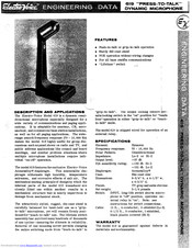 Electro-Voice Press-to-talk 619 Manual