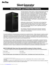 GenTran Silent Generator SG4000 Installation And Operating Manual