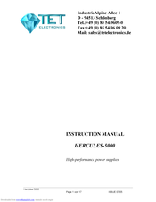 TET Electronics HERCULES-2500 Instruction Manual